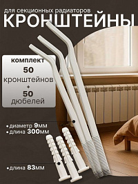 Кронштейн штыревой плоский 300*9мм БПЛ002 белый с дюбелем (50шт.)