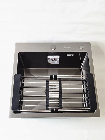 Мойка кухонная из нержавеющей стали черная Diadonna 50x50 c дозатором ,коландером и сифоном в комплекте