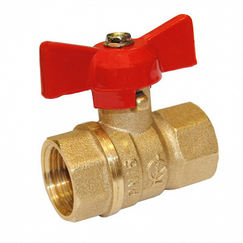 Кран шар латунный 1/2" вн/вн PN25 ручка бабочка