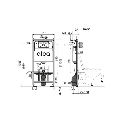 Инсталляция для унитаза Alcaplast AM101/1120-4:1 RU M570