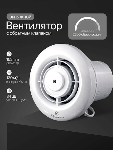 D05-W10 Вентилятор вытяжной с оборотным клапаном (Китай)